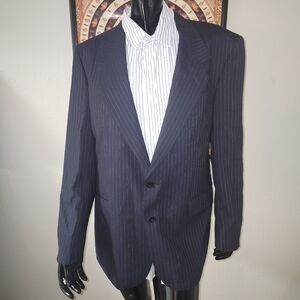 Lanvin Paris Navy Pinstripe Men's Blazer